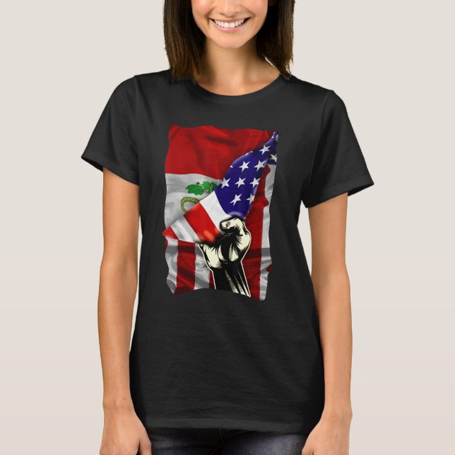 Half American Flag Peruvian ROOTS USA Flag Peru DN T-Shirt (Front)