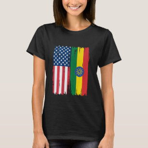 Half american Flag Roots USA Ethiopia T-Shirt