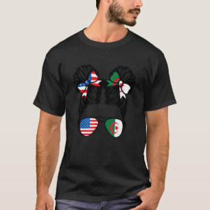 Half American Half Algerian Girl USA Algeria Flag  T-Shirt