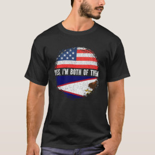 Half American Half American Samoan USA Flag  T-Shirt