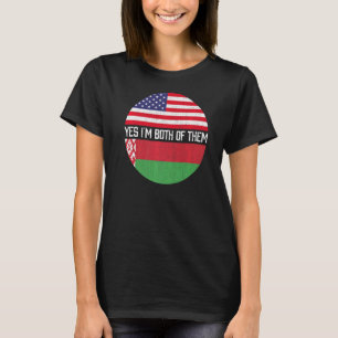 Half American Half Belarusian Usa Flag Family Heri T-Shirt