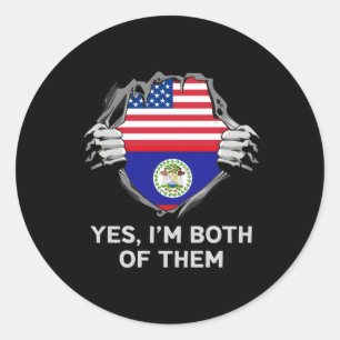 Half American Half Belizean Usa Belize Flag S Classic Round Sticker
