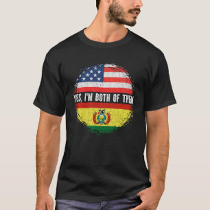 Half American Half Bolivian USA Flag Bolivia  T-Shirt