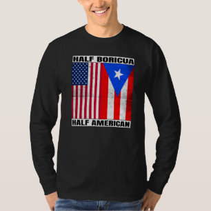 Half American Half Boricua Puertorican USA Puerto T-Shirt