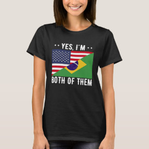 Half American Half Brazilian USA Brazil Flag T-Shirt