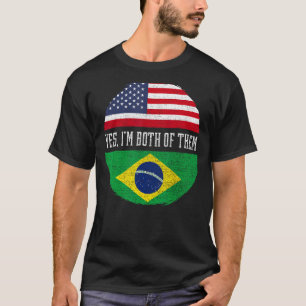 Half American Half Brazilian USA Flag Brazil Herit T-Shirt