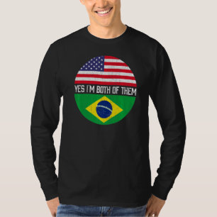 Half American Half Brazilian Usa Flag Family Herit T-Shirt
