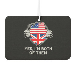 Half American Half British USA England Flag Mens W Air Freshener