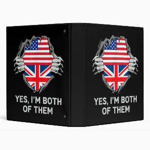 Half American Half British USA England Flag Mens W Binder