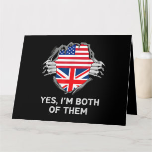 Half American Half British USA England Flag Mens W Card