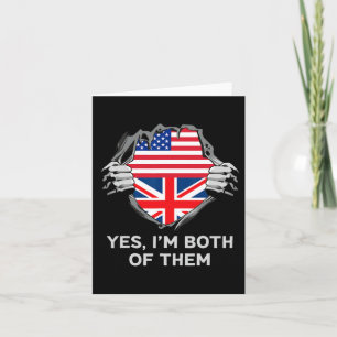 Half American Half British Usa England Flag Mens W Card