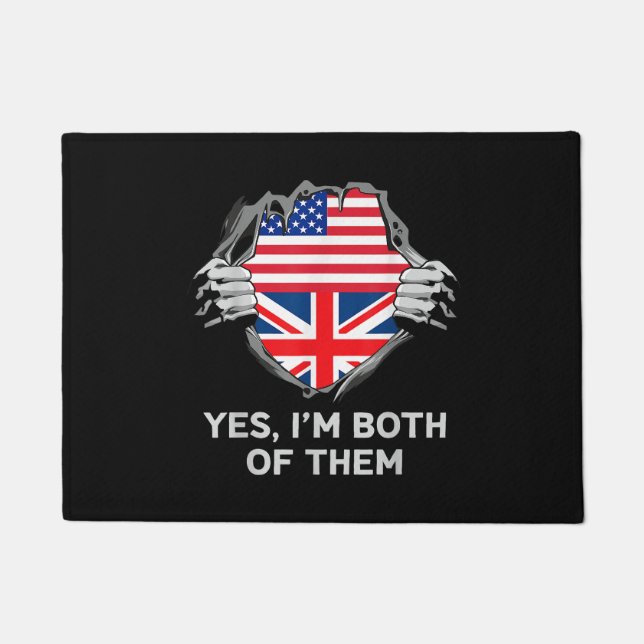 Half American Half British USA England Flag Mens W Doormat (Front)