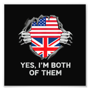 Half American Half British USA England Flag Mens W Photo Print