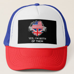 Half American Half British USA England Flag Mens W Trucker Hat