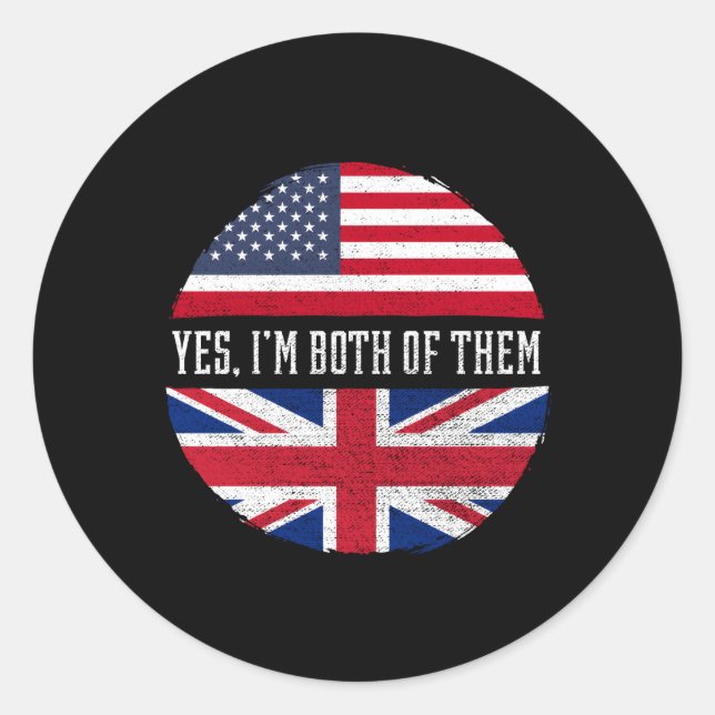 Half American Half British Usa Flag United Kingdom Classic Round Sticker (Front)