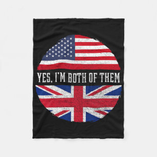 Half American Half British Usa Flag United Kingdom Fleece Blanket