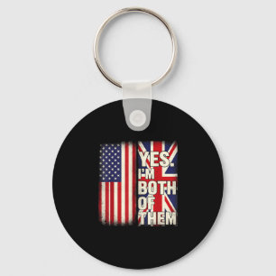 Half american half british usa flag united kingdom keychain