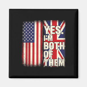 Half american half british usa flag united kingdom magnet