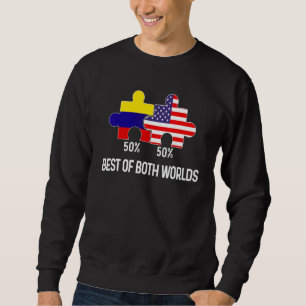 Half American Half Colombian Flag Combined Map Col Sweatshirt