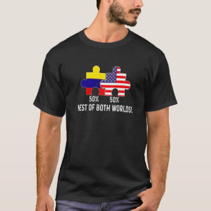 Half American Half Colombian Flag Combined Map Col T-Shirt