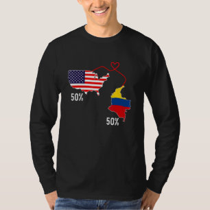 Half American Half Colombian Flag Combined Map Col T-Shirt