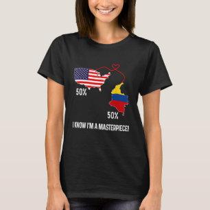 Half American Half Colombian Flag Combined Map Col T-Shirt