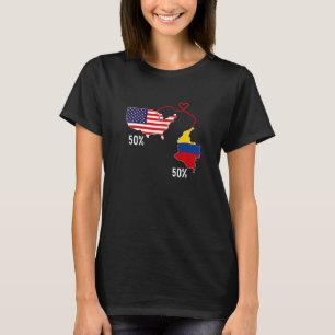 Half American Half Colombian Flag Combined Map Col T-Shirt