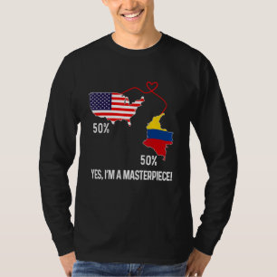 Half American Half Colombian Flag Combined Map Col T-Shirt
