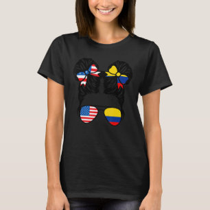 Half American Half Colombian Girl USA Colombia Fla T-Shirt
