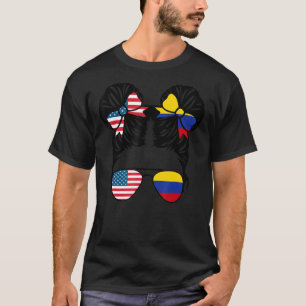 Half American Half Colombian Girl USA Colombian Fl T-Shirt