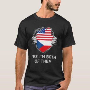 Half American Half Czech USA Czechia Flag Mens Wom T-Shirt