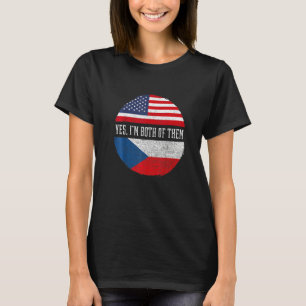Half American Half Czech USA Flag Czech Republic H T-Shirt