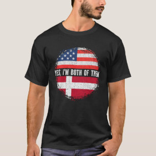 Half American Half Danish USA Flag Denmark  T-Shirt