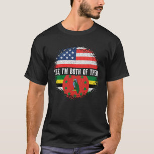 Half American Half Dominican USA Flag Dominica  T-Shirt