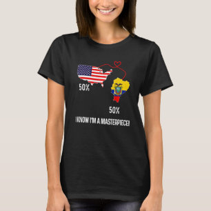 Half American Half Ecuadorian Flag Combined USA Pe T-Shirt