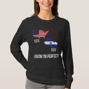 Half American Half El Salvador Flag Combined Map S T-Shirt