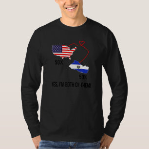 Half American Half El Salvador Flag Combined Map S T-Shirt