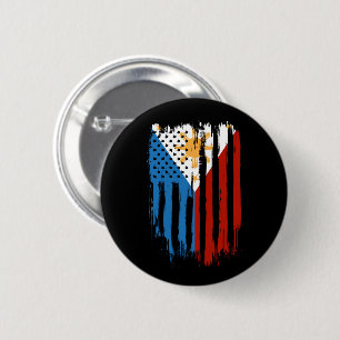 Half American Half Filipino Philippines Flag 2 Inch Round Button