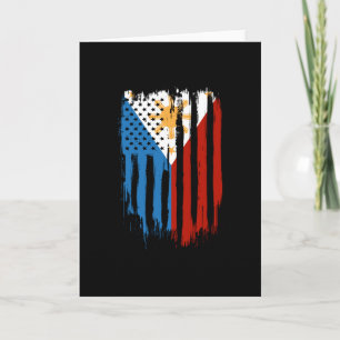 Half American Half Filipino Philippines Flag Card