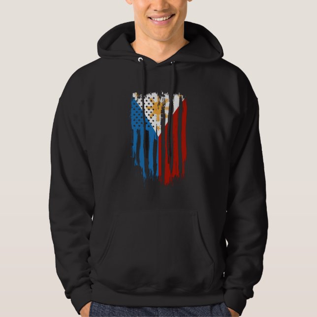 Half American Half Filipino Philippines Flag Hoodie (Front)