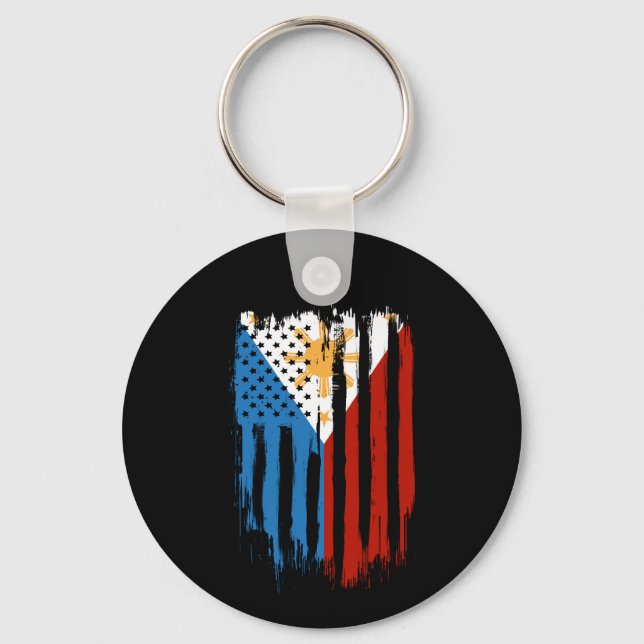 Half American Half Filipino Philippines Flag Keychain (Front)