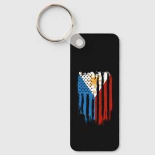 Half American Half Filipino Philippines Flag Keychain