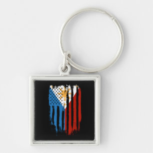 Half American Half Filipino Philippines Flag Keychain