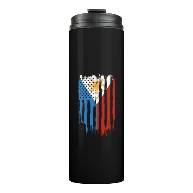 Half American Half Filipino Philippines Flag Thermal Tumbler (Front)