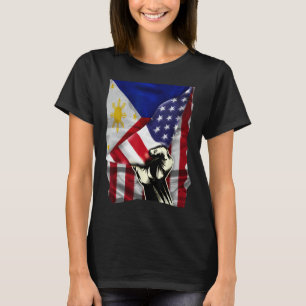 Half American Half Filipino ROOTS USA Flag Philipp T-Shirt
