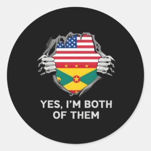 Half American Half Grenadian Usa Grenada Flag S Classic Round Sticker