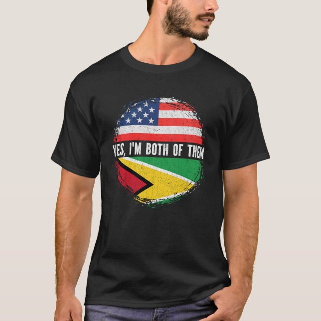 Half American Half Guyanese USA Flag Guyana  T-Shirt (Front)