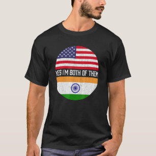 Half American Half Indian Usa Flag Family Heritage T-Shirt