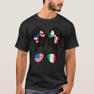 Half American Half Italian Girl USA Italy Flag Pat T-Shirt