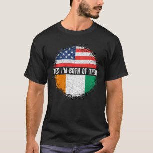 Half American Half Ivorian USA Flag Ivory Coast  T-Shirt